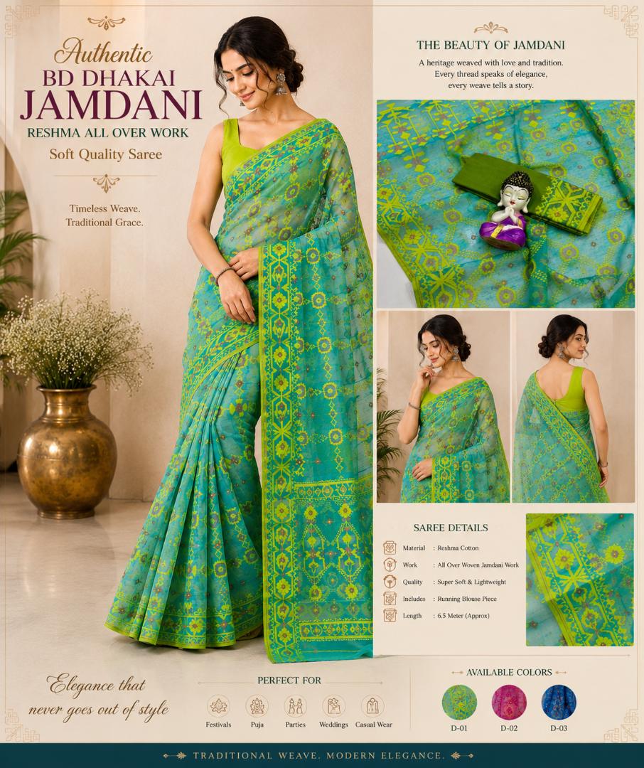 Authentic BD Dhakai Jamdani Reshma Saree 