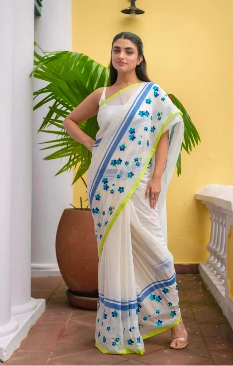 Embroidery Work Mul Cotton Saree 