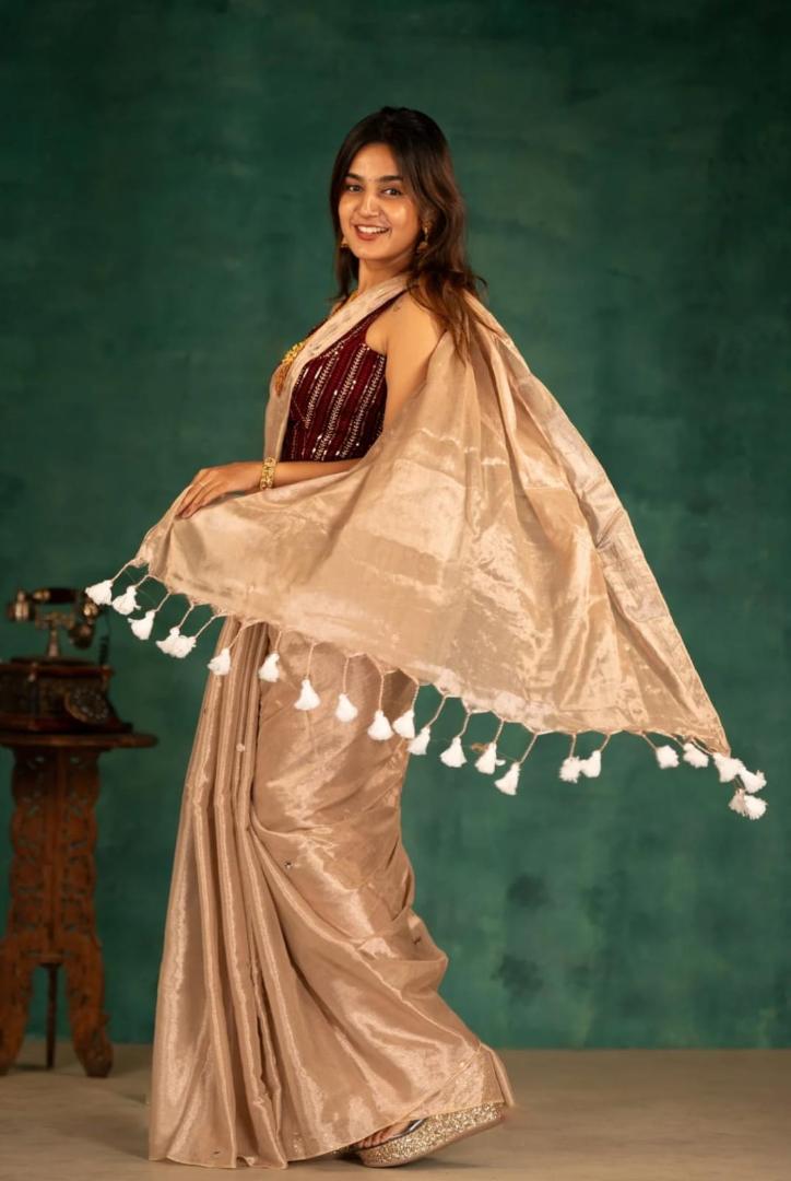 gold tissue cotton saree
