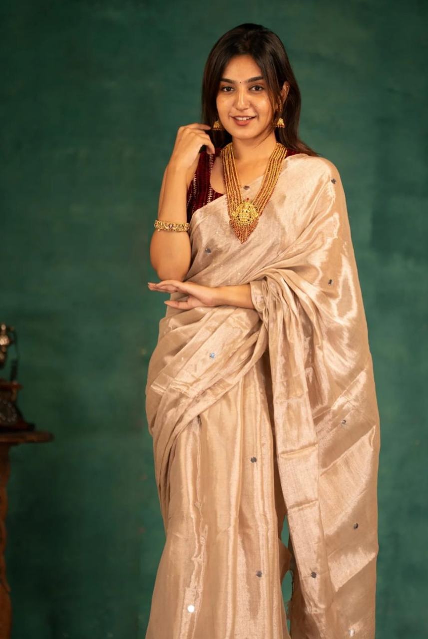 gold tissue cotton saree