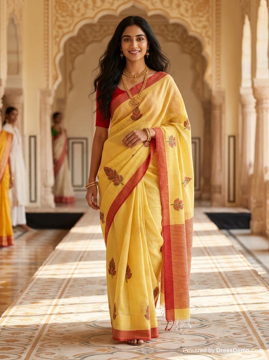 linen Jamdani Saree 
