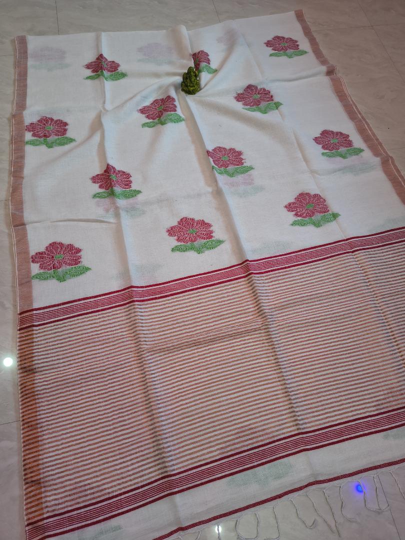 linen Jamdani Saree 