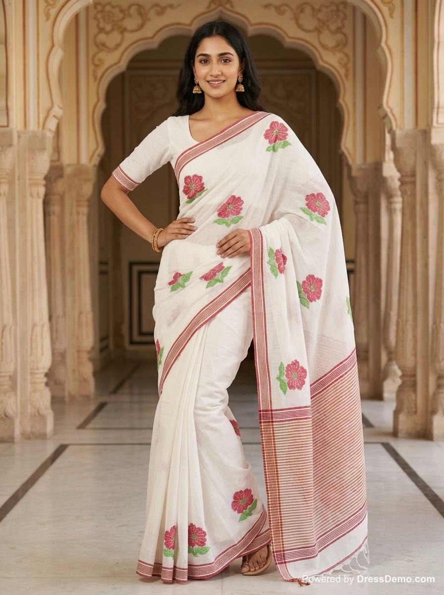 linen Jamdani Saree 