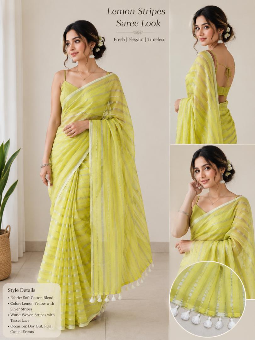 Mul Cotton Saree (lemon)