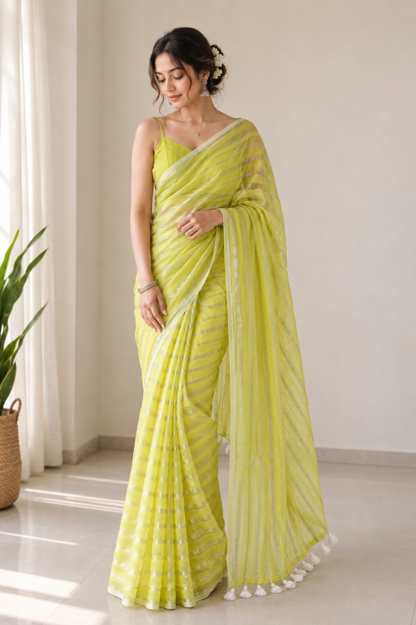 Mul Cotton Saree (lemon)