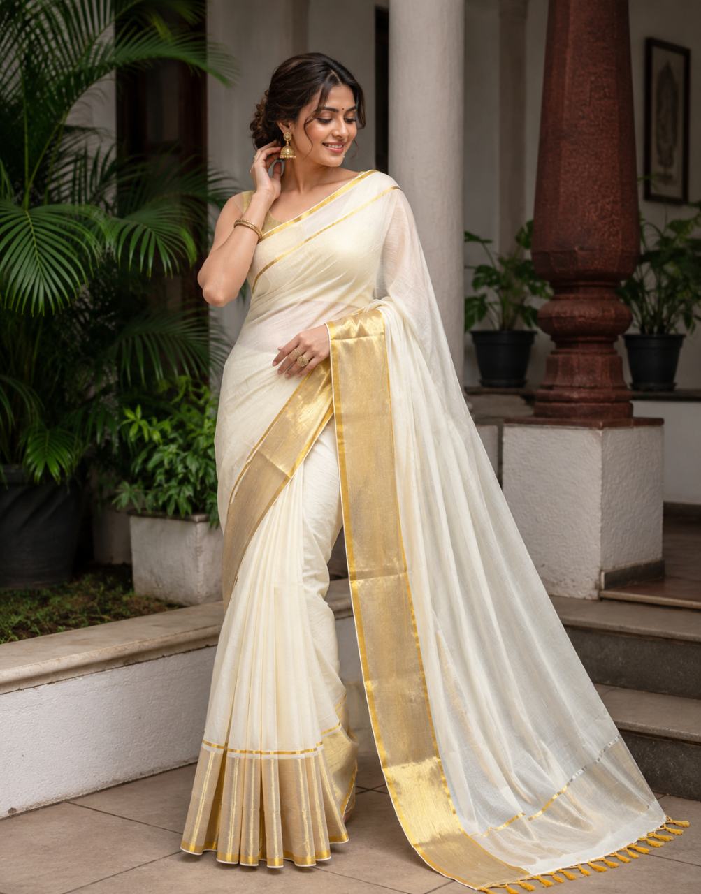 Mul Cotton Saree (White)