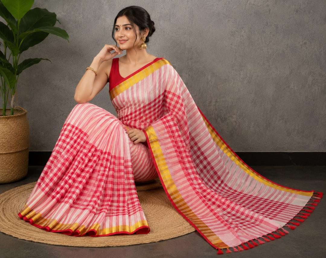 Mul Cotton Saree Zari Bordar