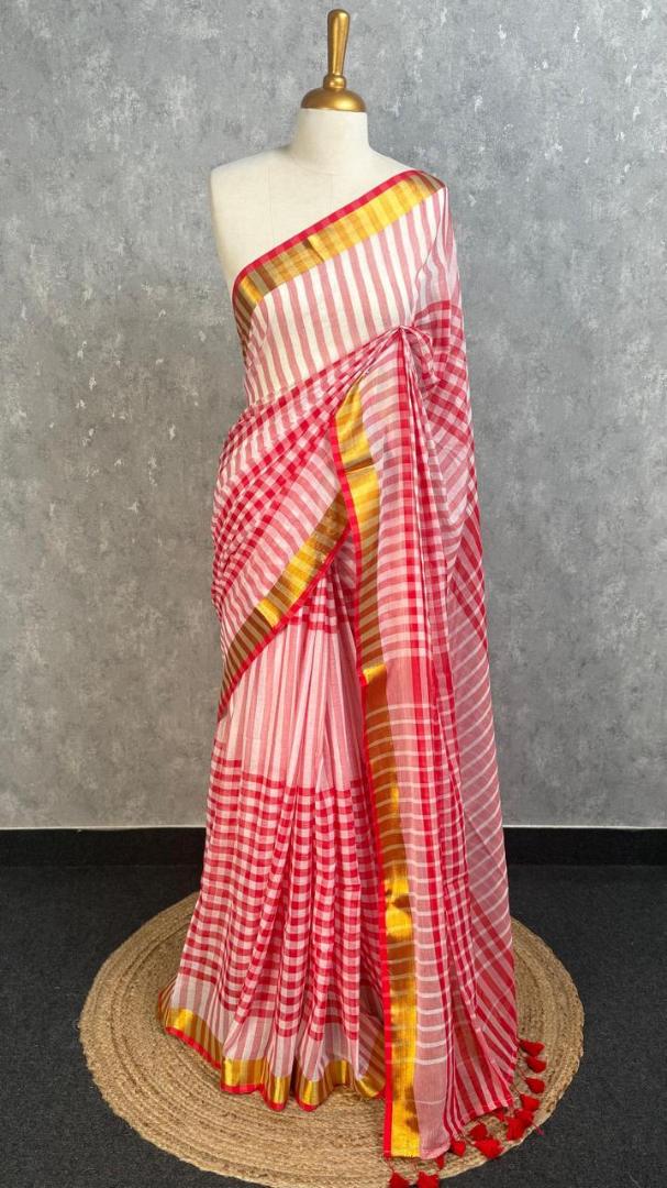 Mul Cotton Saree Zari Bordar