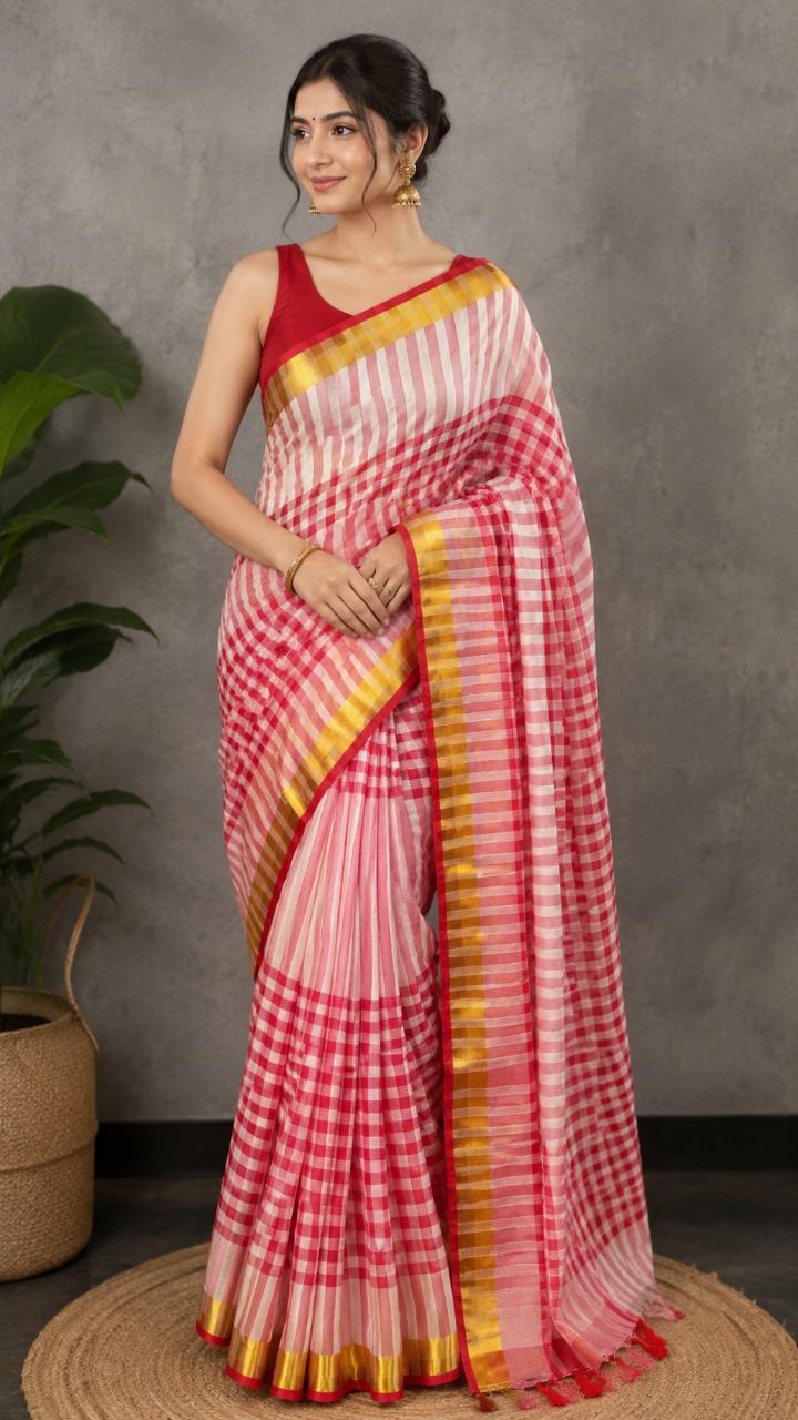 Mul Cotton Saree Zari Bordar