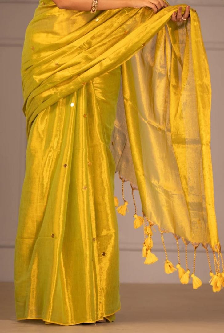 mustard yellow handloom saree