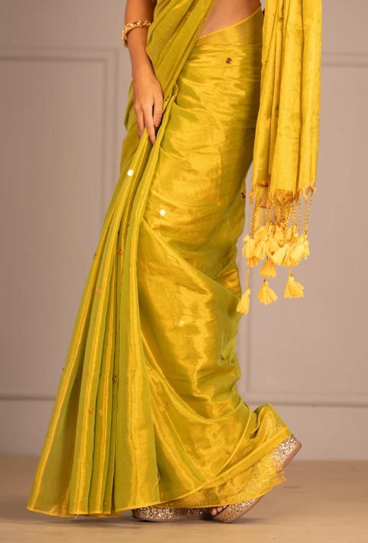 mustard yellow handloom saree