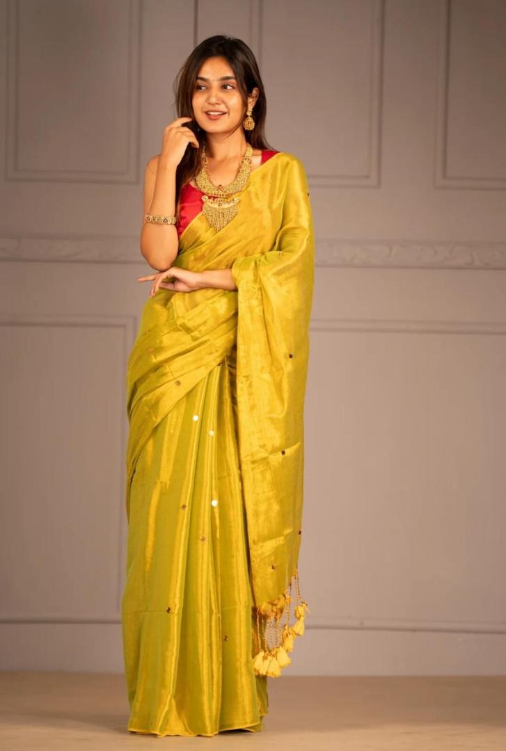 mustard yellow handloom saree