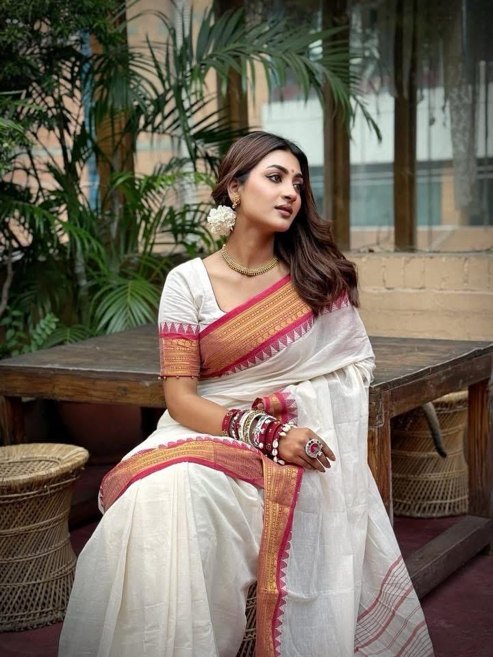 Pure Mul Cotton Zari Border Saree