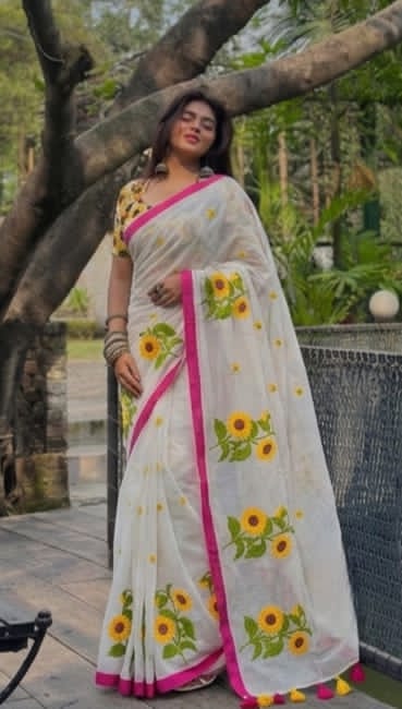 White Mul Cotton Saree 